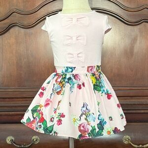TED BAKER Baby Girl Floral Party Dress Pink Bow Detail 9-12M Designer